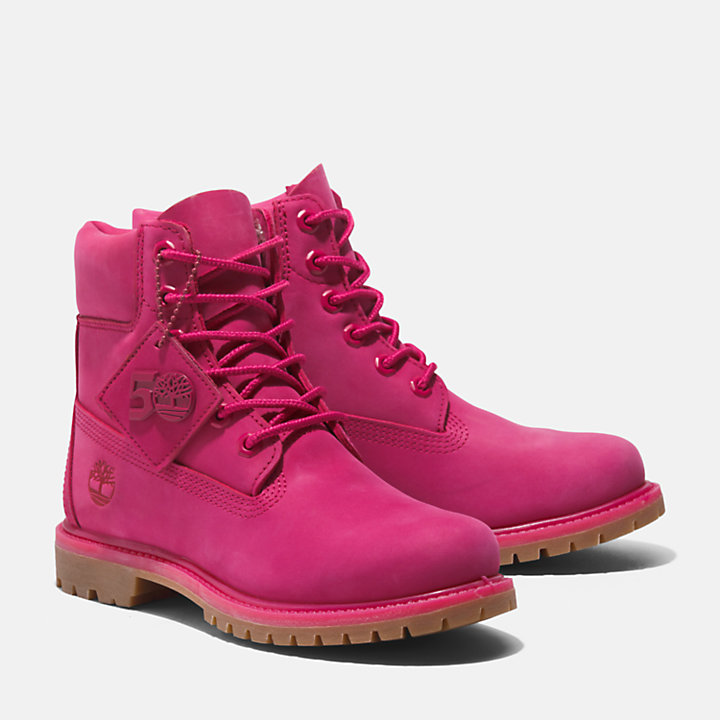 Timberland® 50th Edition Premium 6-Inch Waterproof Boot for Women in Dark Pink-