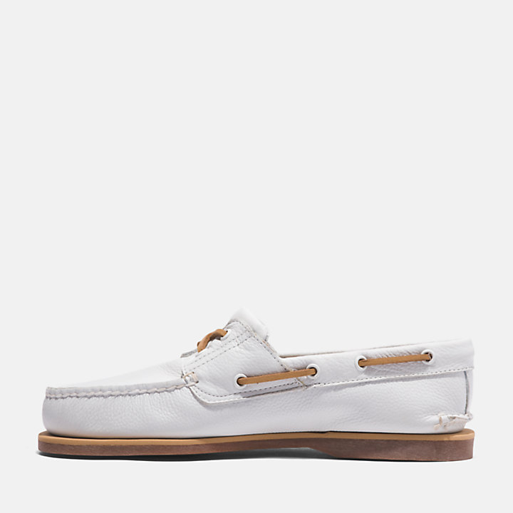 Classic Leather Boat Shoe for Men in White-