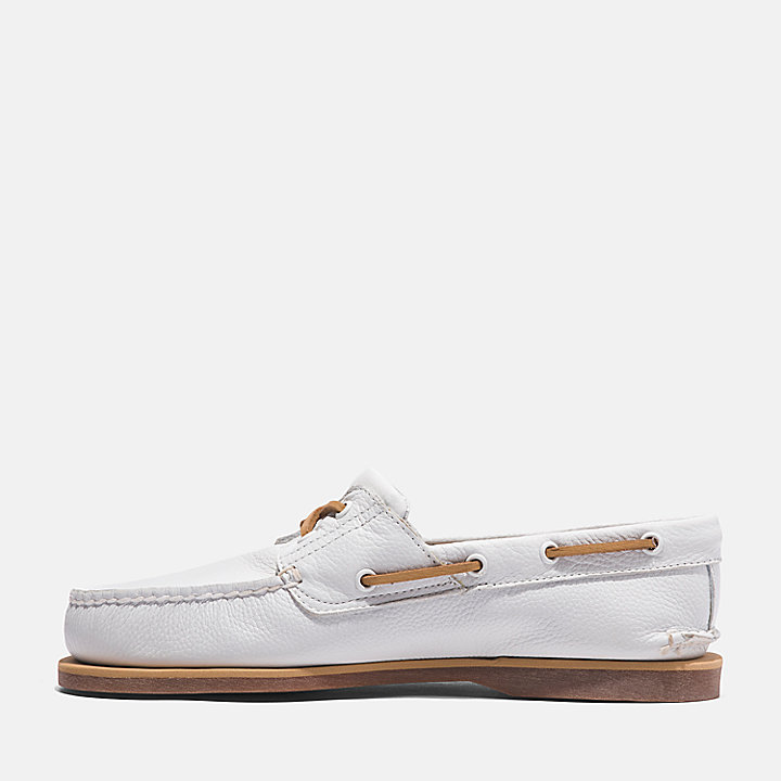 Classic Leather Boat Shoe for Men in White