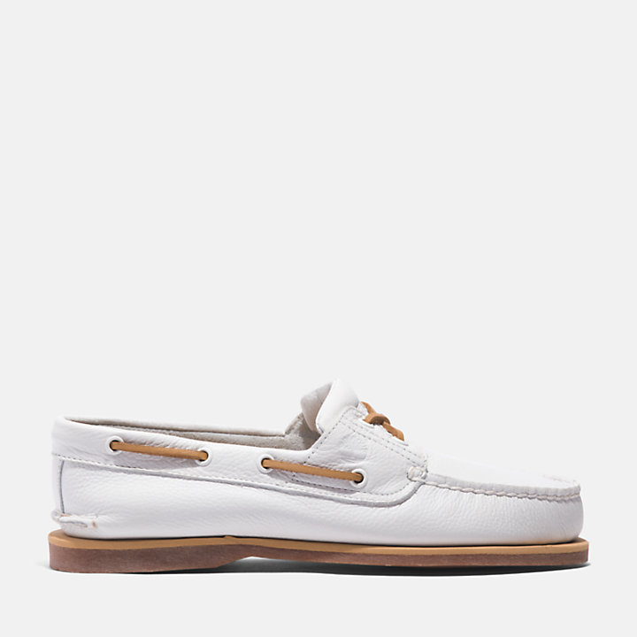 Classic Leather Boat Shoe for Men in White-