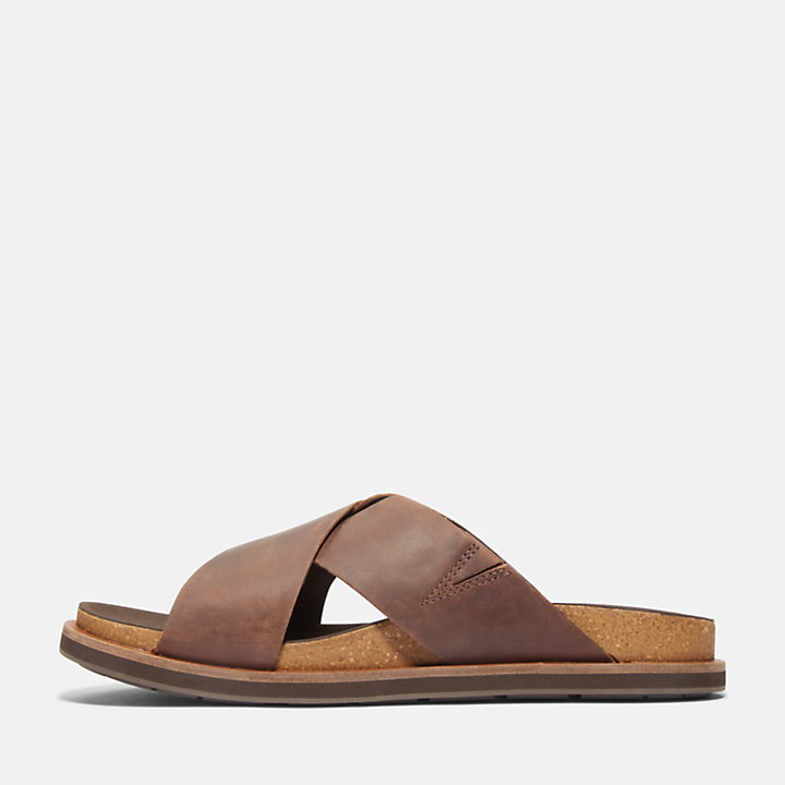 Amalfi Vibes Cross-strap Slide Sandal for Men in Brown-