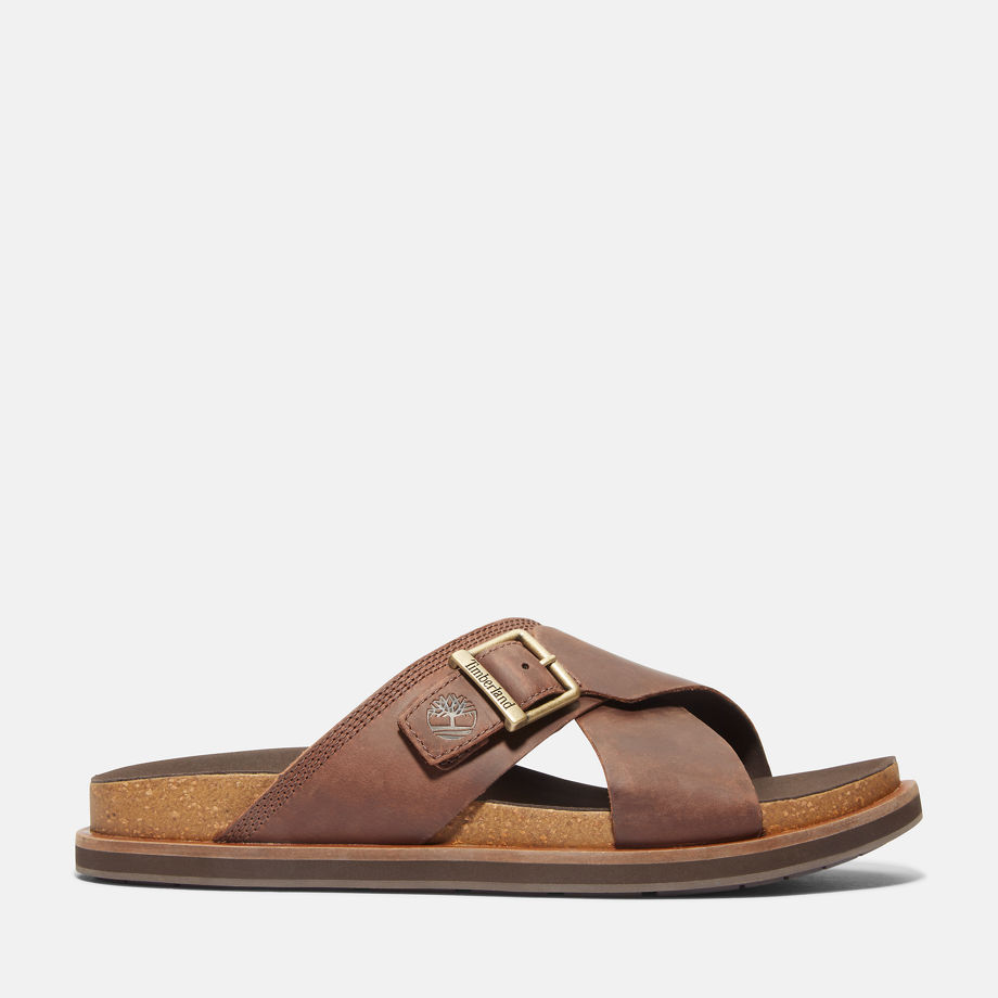 Timberland Amalfi Vibes Cross-strap Slide Sandal For Men In Brown Brown, Size 13.5