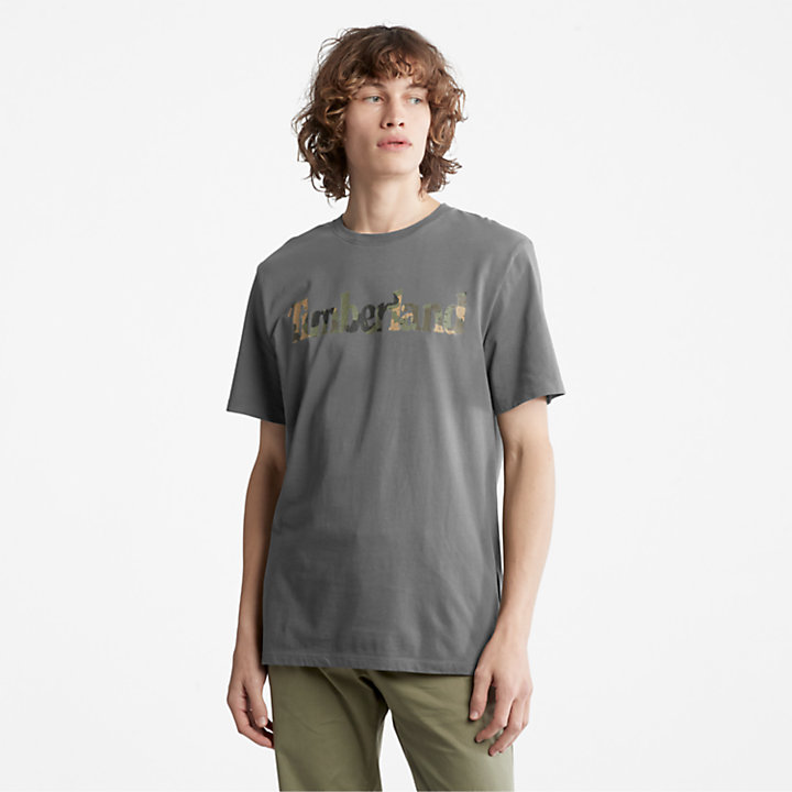 Camo-Logo T-Shirt for Men in Grey-