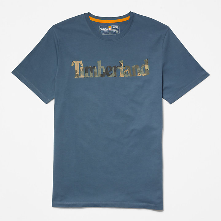 T-shirt à logo camouflage pour homme en bleu-