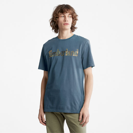 T-shirt da Uomo con Logo Mimetico in blu | Timberland