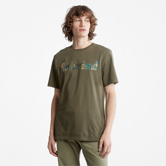 T-shirt da Uomo con Logo Mimetico in verde scuro | Timberland