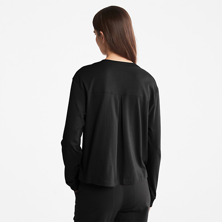T-shirt à manches longues en coton Supima® anti-odeurs pour femme en noir-