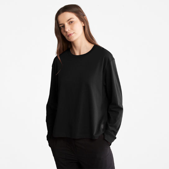 Geruchshemmendes Langarm-T-Shirt aus Supima®-Baumwolle für Damen in Schwarz | Timberland