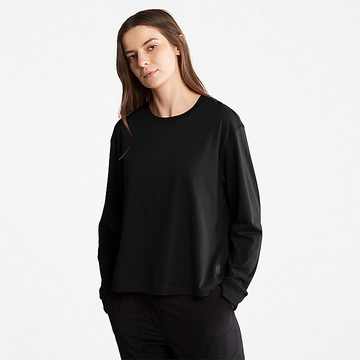 T-shirt à manches longues en coton Supima® anti-odeurs pour femme en noir