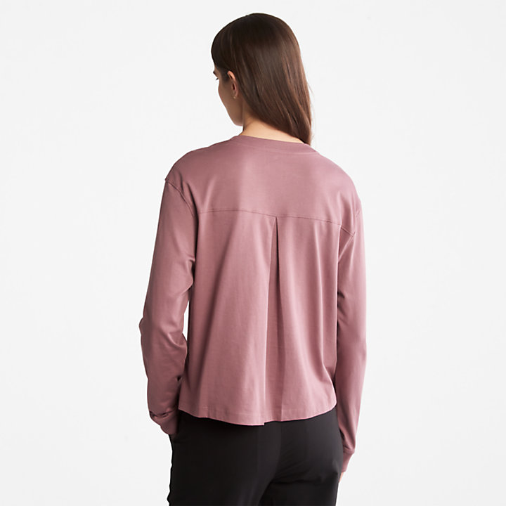 Camiseta de Manga Larga de Algodón Supima® Antiolor para Mujer en rosa oscuro-