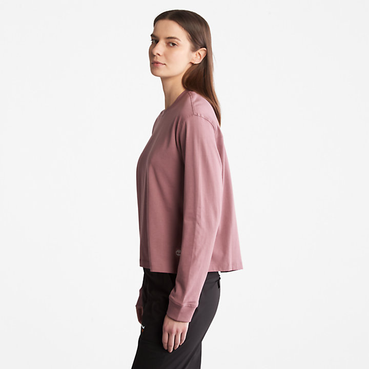 T-shirt à manches longues en coton Supima® anti-odeurs pour femme en rose foncé-