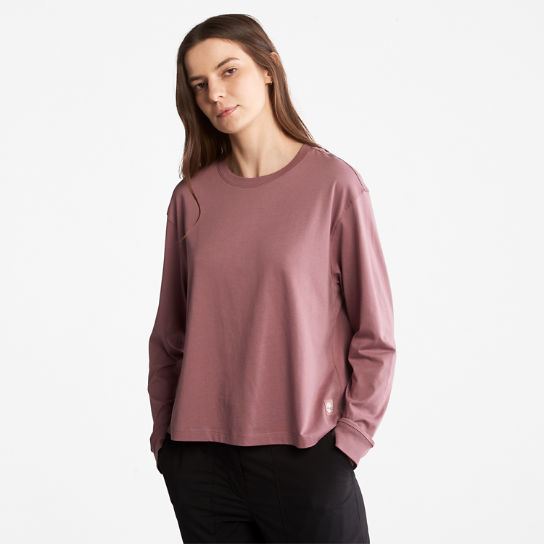 T-shirt à manches longues en coton Supima® anti-odeurs pour femme en rose foncé | Timberland