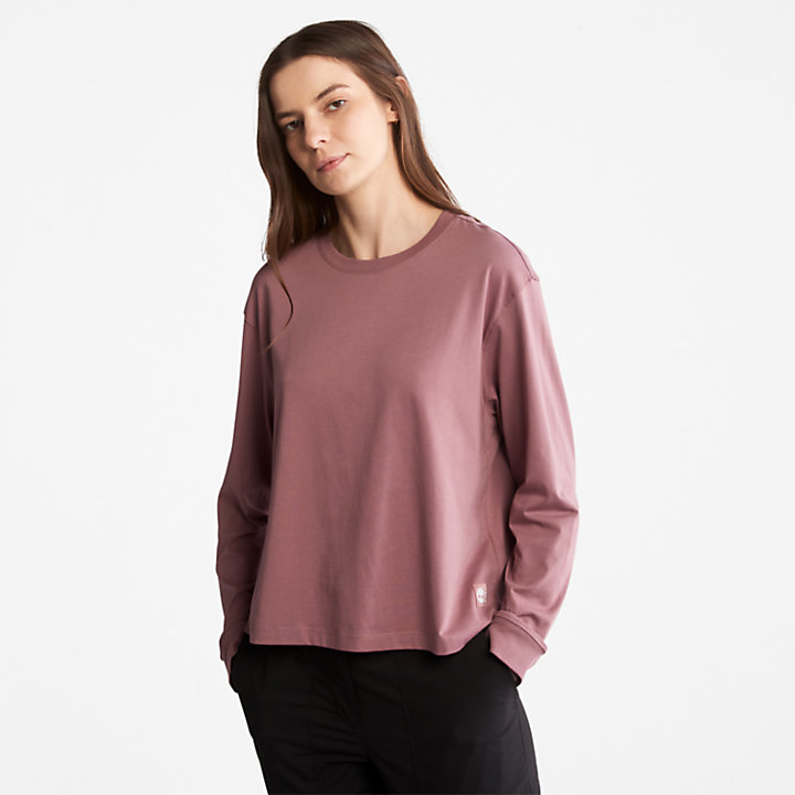 Anti-Odour Supima® Cotton Long-sleeved T-Shirt for Women in Dark Pink-