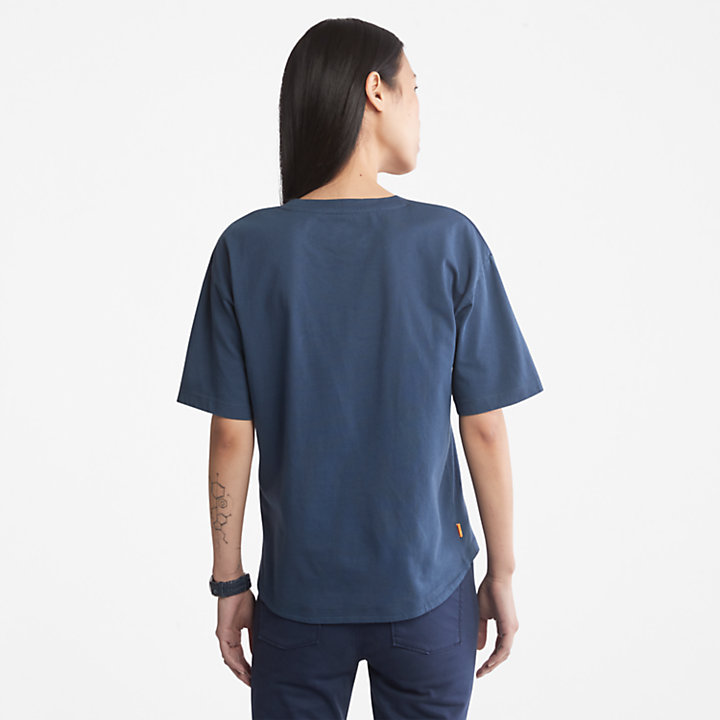 T-shirt met Grafisch Logo voor dames in blauw-
