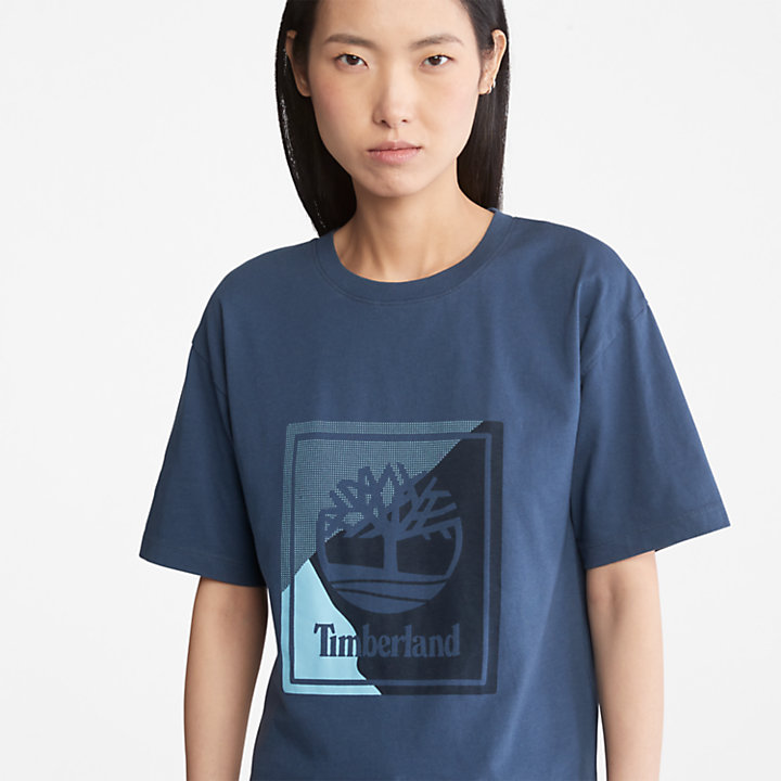 T-shirt à logo graphique pour femme en bleu-
