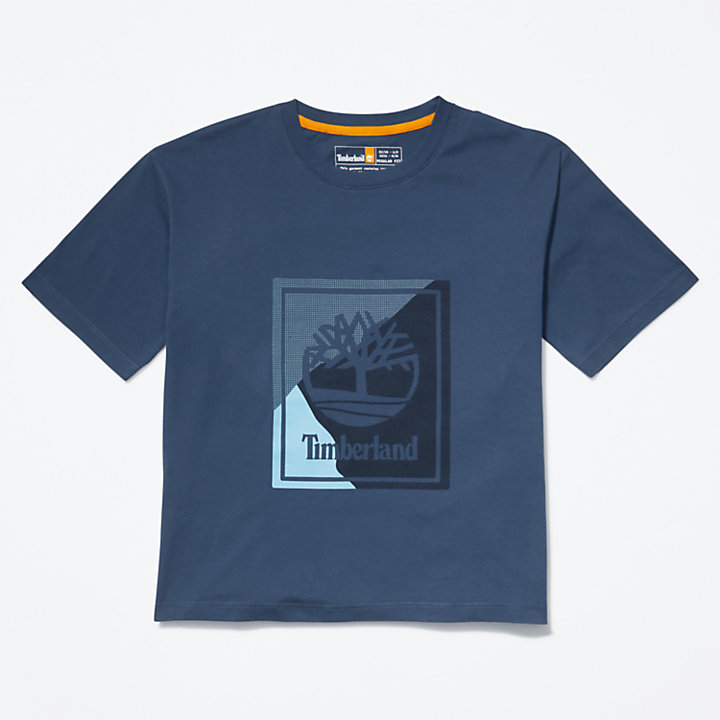 T-shirt met Grafisch Logo voor dames in blauw-