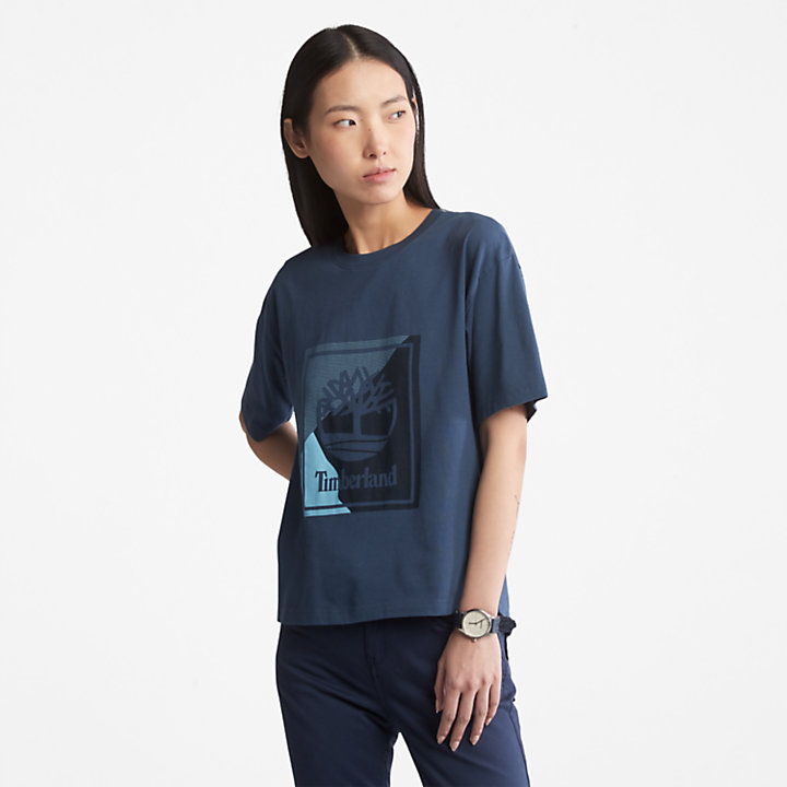 Camiseta con Logotipo Gráfico para Mujer en azul-