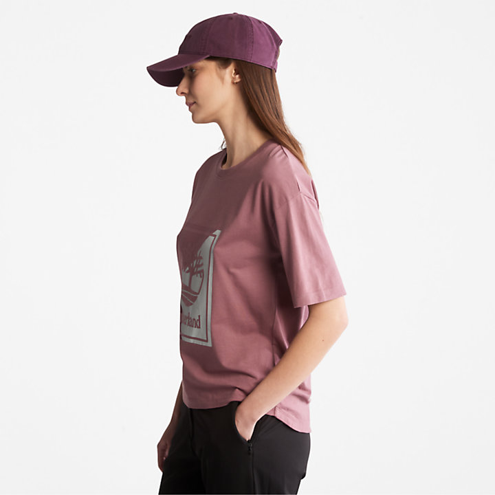 Camiseta con Logotipo Gráfico para Mujer en rosa-