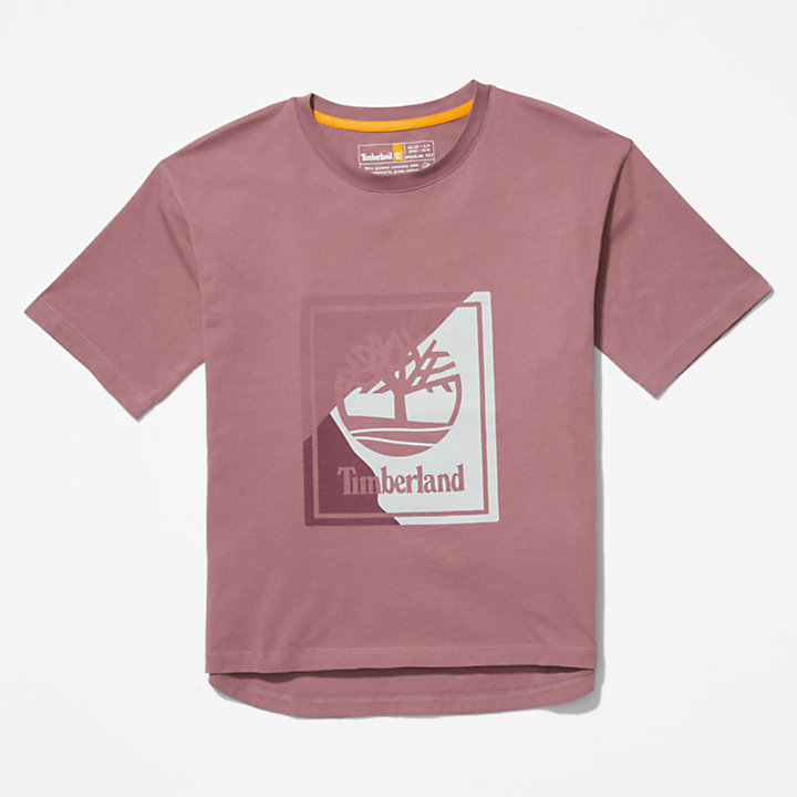 Camiseta con Logotipo Gráfico para Mujer en rosa-
