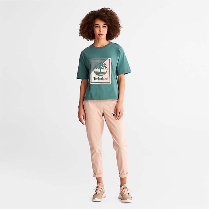 T-shirt da Donna con Logo in verde acqua-