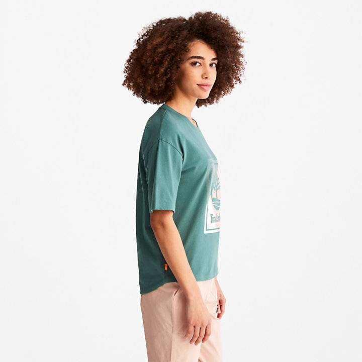T-shirt da Donna con Logo in verde acqua-