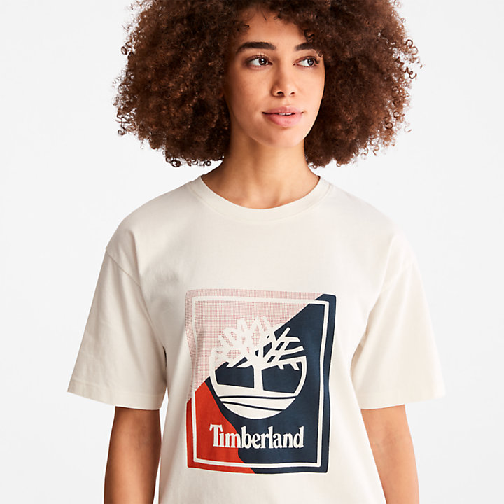 T-Shirt mit Logografik für Damen in Weiß-