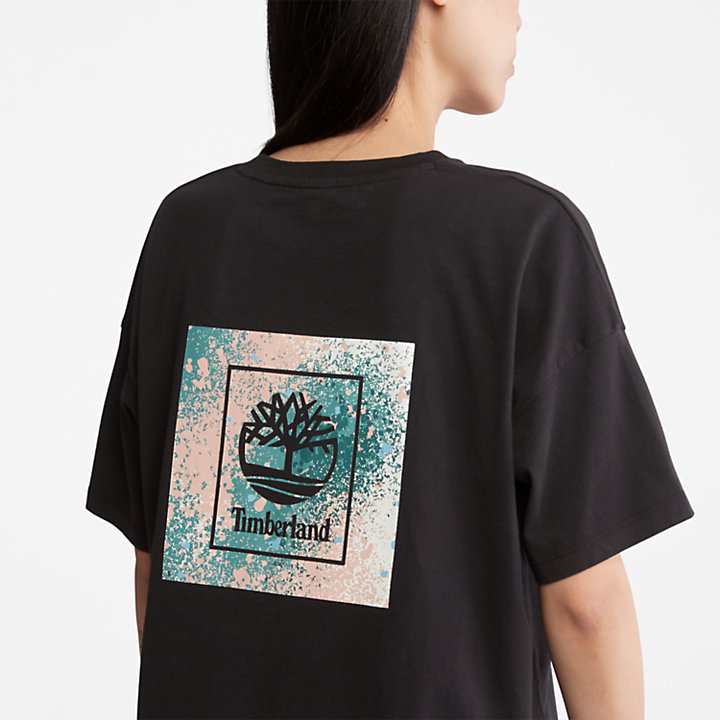 T-shirt met Grafisch Logo op Achterkant voor dames in zwart-