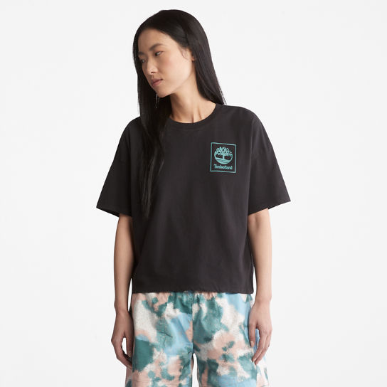 T-shirt avec logo graphique au dos pour femme en noir | Timberland