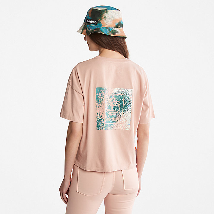 T-shirt com Logótipo Gráfico nas costas para Mulher em cor-de-rosa