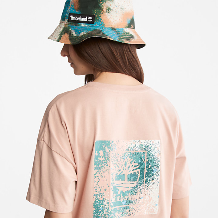 T-shirt com Logótipo Gráfico nas costas para Mulher em cor-de-rosa-