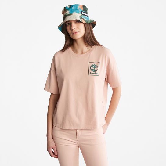T-shirt met Grafisch Logo op Achterkant voor dames in roze | Timberland