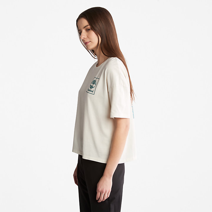 Back Graphic Logo T-Shirt for Women in White-