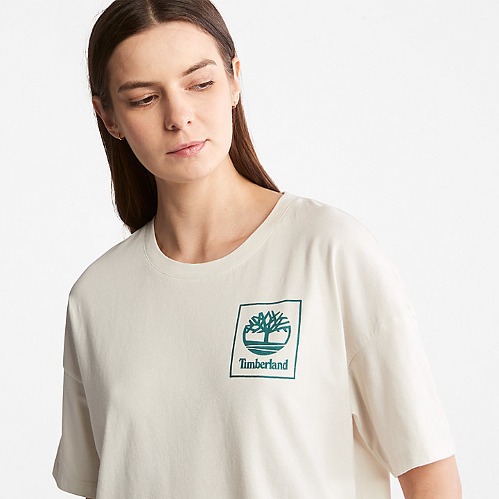 Camiseta con Logotipo Gráfico en la Espalda para Mujer en blanco