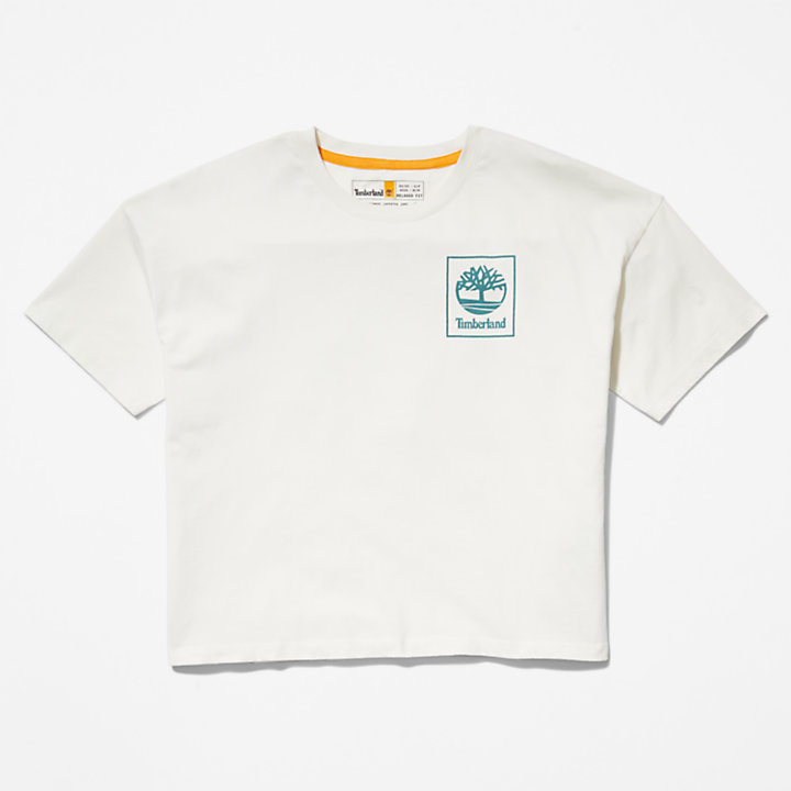 T-shirt avec logo graphique au dos pour femme en blanc-