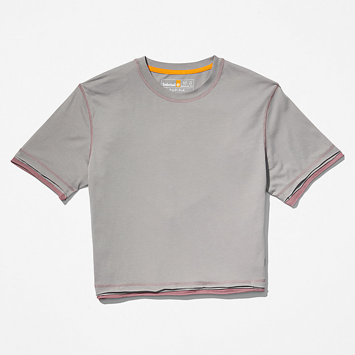 Geruchshemmendes Langarm-T-Shirt aus Supima®-Baumwolle für Damen in Grau