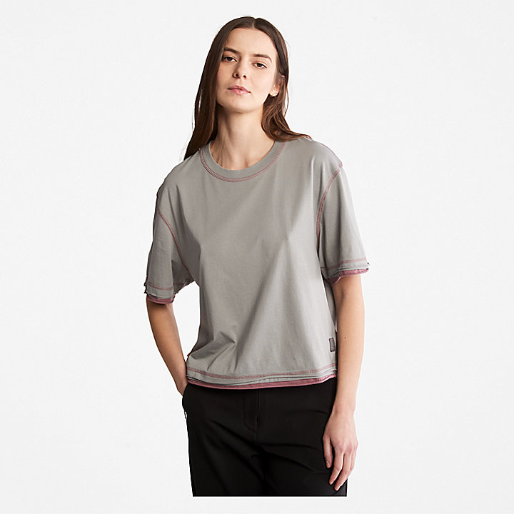 T-shirt em Algodão Supima® Antiodor para Mulher em cinzento