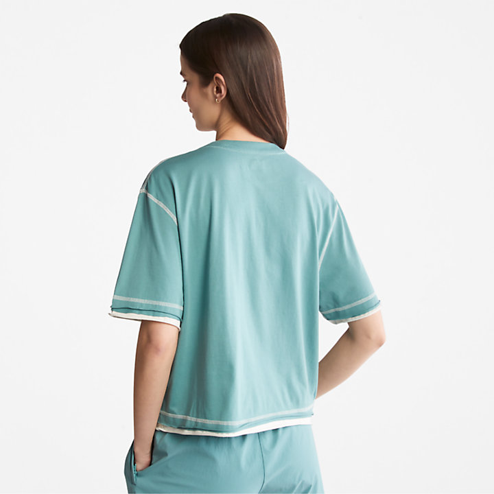T-shirt en coton Supima® anti-odeurs pour femme en bleu sarcelle-