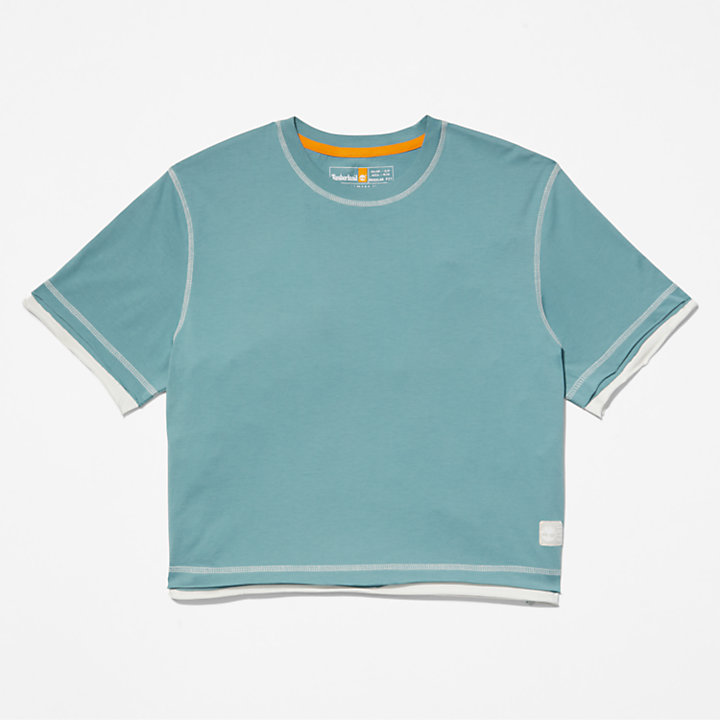 Camiseta de Algodón Supima® Antiolor para Mujer en azul verdoso-