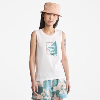 Timberland Logo Tank Top For Women In White White