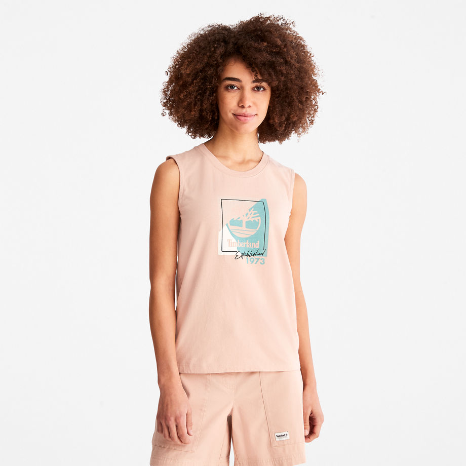 Timberland Logo Tank Top For Women In Light Pink Pink, Size S