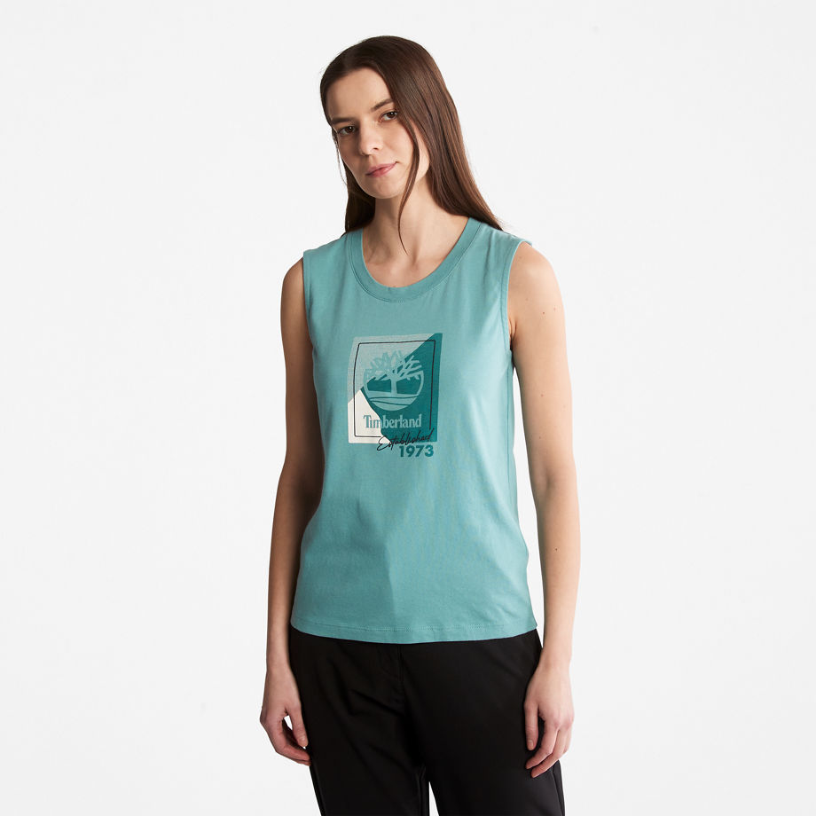 Timberland Logo Tank Top For Women In Teal Teal
