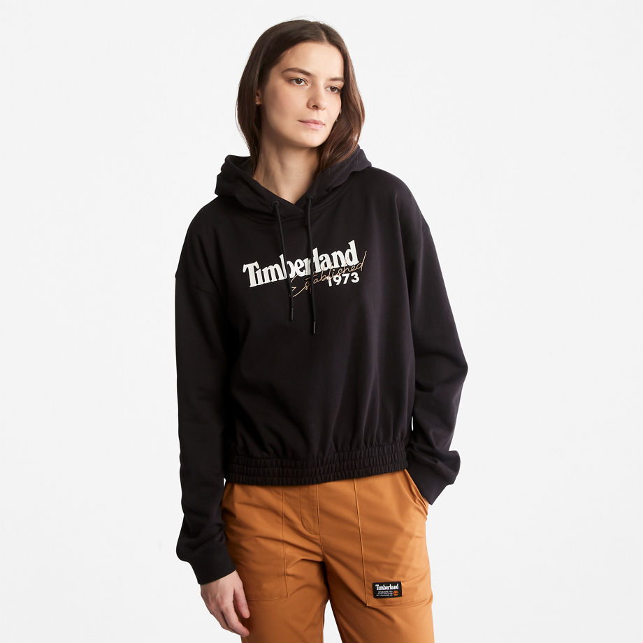 Timberland Established 1973 Logo Hoodie For Women In Black Black, Size S