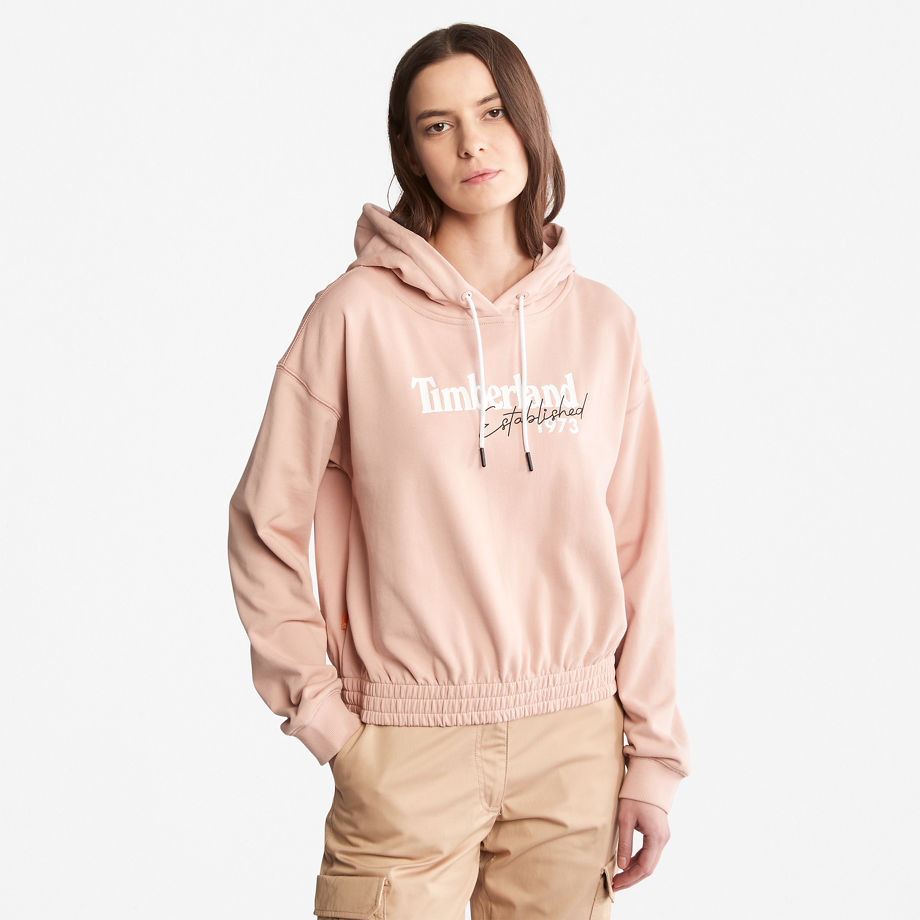 Timberland Established 1973 Logo Hoodie For Women In Light Pink Pink, Size S