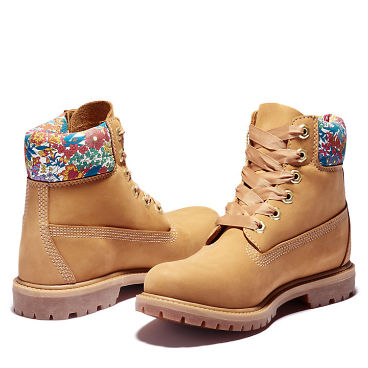 Timberland Made with Liberty Fabrics 6 Inch Boot voor Dames in geel-