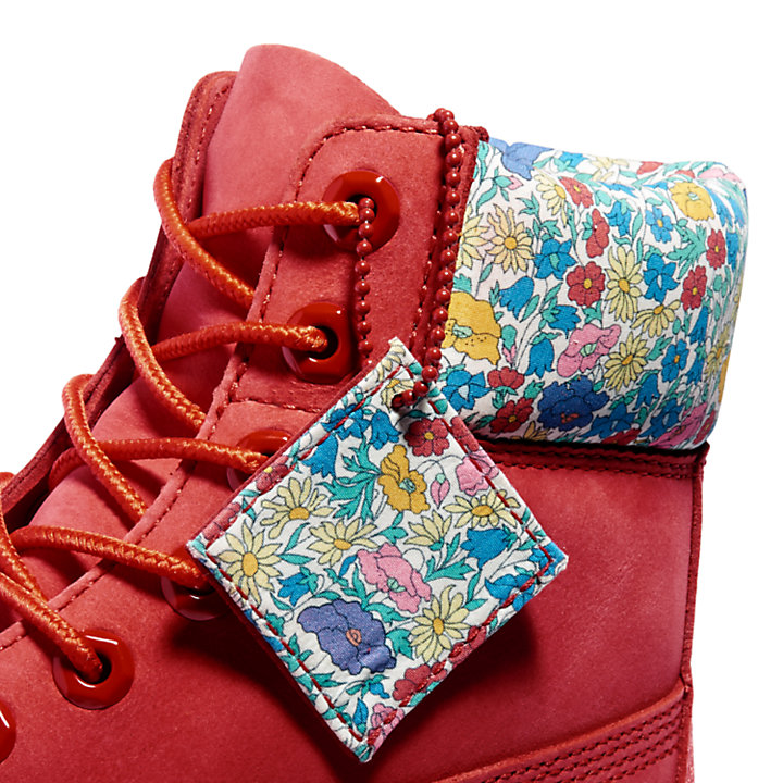 Bota Timberland Made with Liberty Fabrics 6 Inch para Mulher em vermelho-