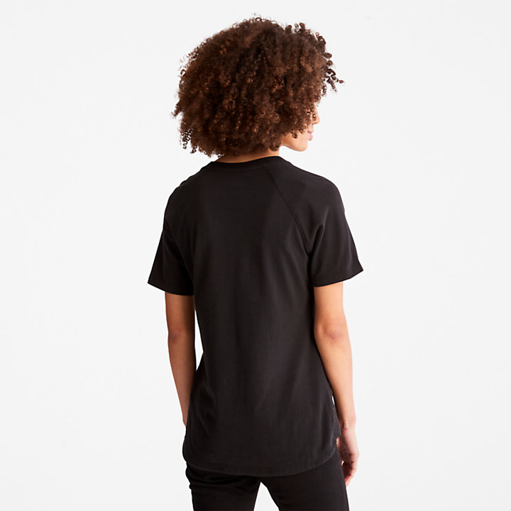 T-shirt à manches raglan et logo pour femme en noir-