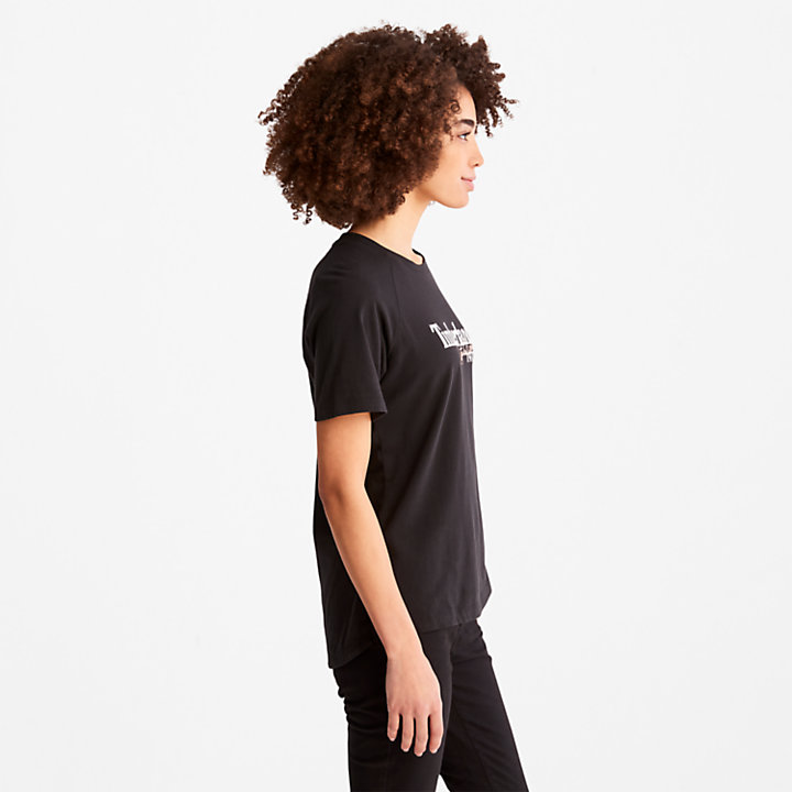 T-shirt à manches raglan et logo pour femme en noir-