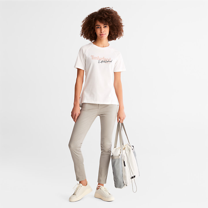 T-shirt da Donna con Logo e Maniche Raglan in bianco-