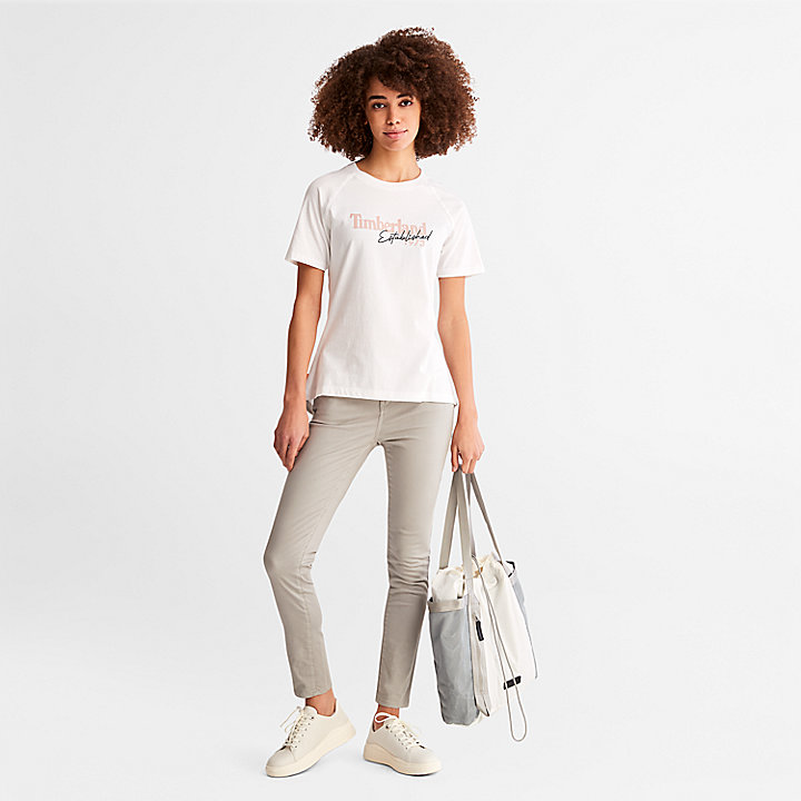 T-shirt à manches raglan et logo pour femme en blanc