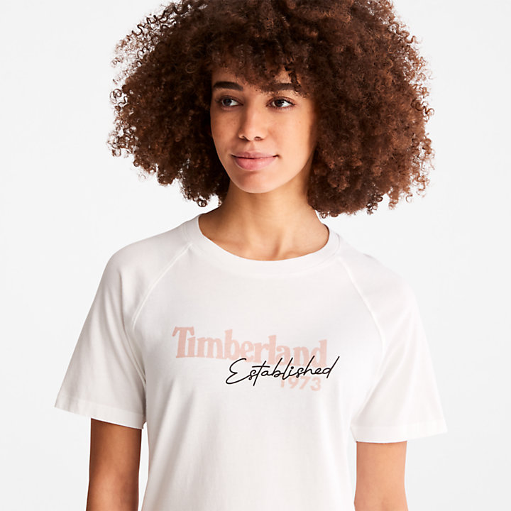 T-shirt à manches raglan et logo pour femme en blanc-